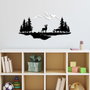 Wallity Deer And Landscape - 2 Escultura de Pared de Metal Blanco y Negro